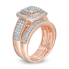 Thumbnail Image 2 of 1.29 CT. T.W. Composite Cushion Diamond Frame Multi-Row Vintage-Style Bridal Set in 10K Rose Gold