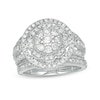 Thumbnail Image 1 of 1.23 CT. T.W. Composite Diamond Multi-Row Vintage-Style Bridal Set in 10K White Gold