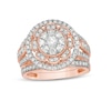 Thumbnail Image 1 of 1.23 CT. T.W. Composite Diamond Multi-Row Vintage-Style Bridal Set in 10K Rose Gold