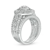 Thumbnail Image 2 of 1.23 CT. T.W. Composite Oval Diamond Scallop Frame Vintage-Style Bridal Set in 10K White Gold
