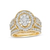 Thumbnail Image 0 of 1.23 CT. T.W. Composite Oval Diamond Scallop Frame Vintage-Style Bridal Set in 10K Gold