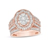 Thumbnail Image 0 of 1.23 CT. T.W. Composite Oval Diamond Scallop Frame Vintage-Style Bridal Set in 10K Rose Gold