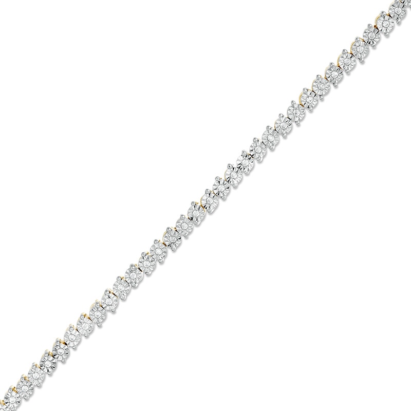 0.29 CT. T.W. Diamond Tennis Bracelet in Sterling Silver with 14K Gold Plate - 7.25"