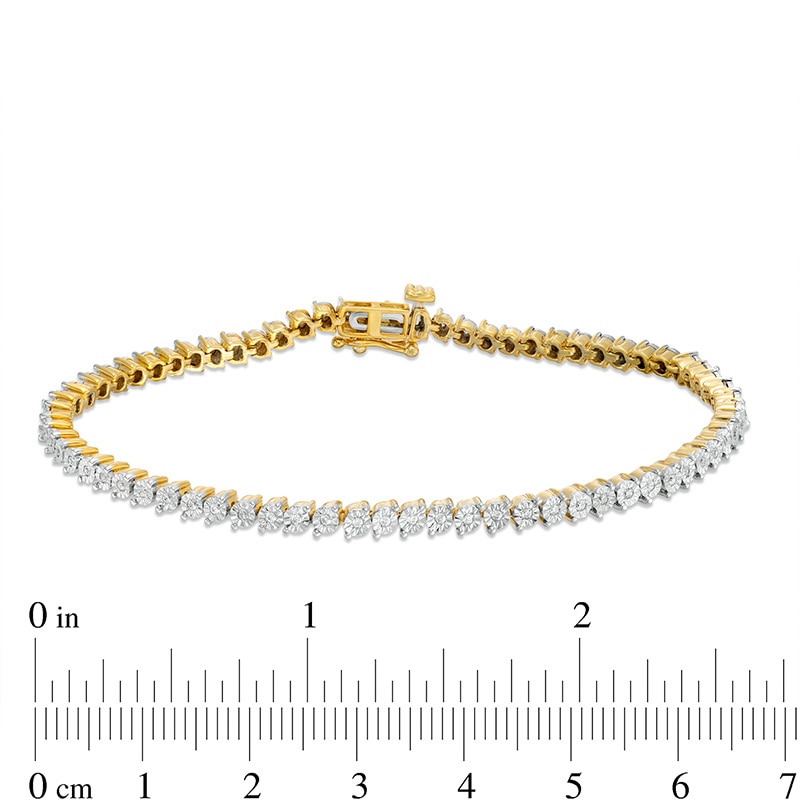 0.29 CT. T.W. Diamond Tennis Bracelet in Sterling Silver with 14K Gold Plate - 7.25"
