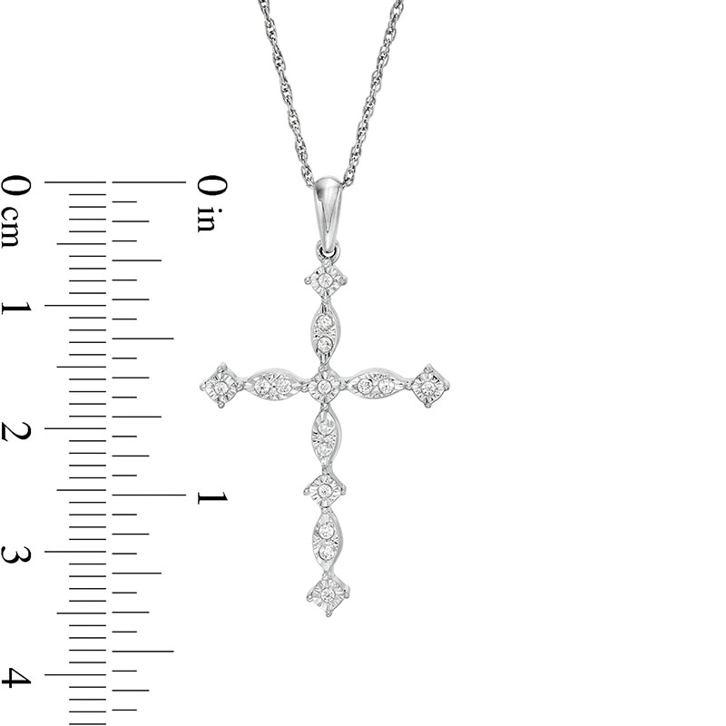 0.09 CT. T.W. Diamond Art Deco Cross Pendant in Sterling Silver