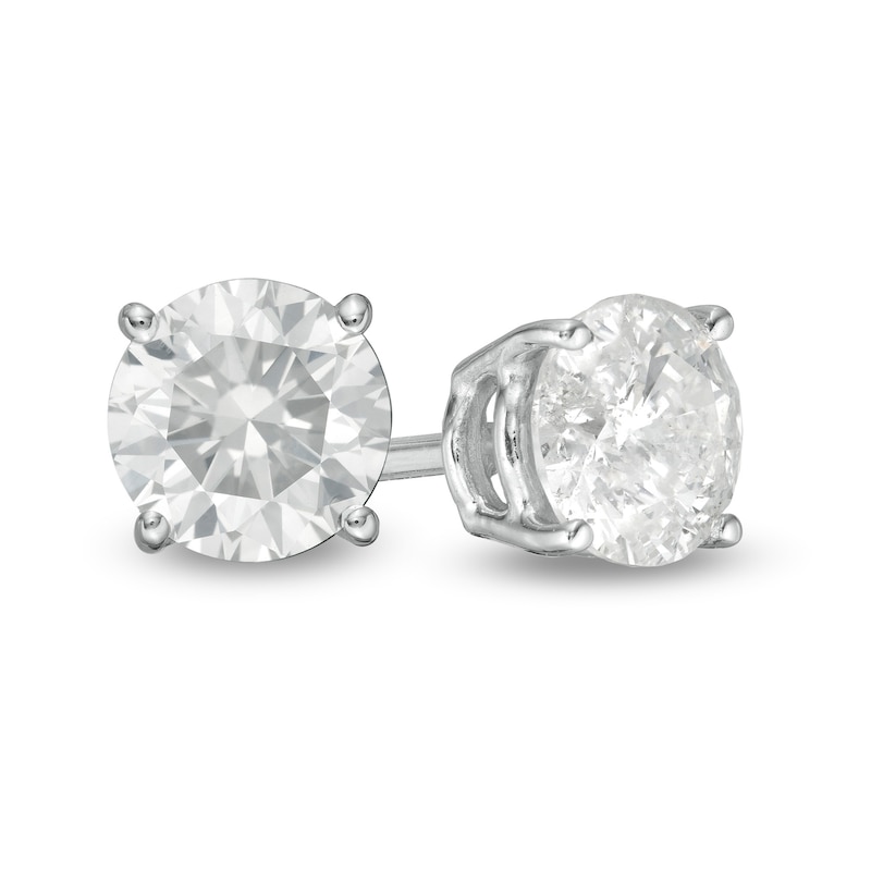 0.70 CT. T.W. Diamond Solitaire Stud Earrings in 10K White Gold (I/I3)|Peoples Jewellers