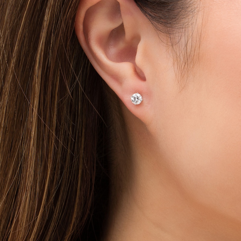Main Image 2 of 0.80 CT. T.W. Diamond Solitaire Stud Earrings in 10K White Gold (I/I3)