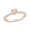 Thumbnail Image 0 of 5.0mm Heart-Shaped Morganite and 0.08 CT. T.W. Diamond Ring in 10K Rose Gold