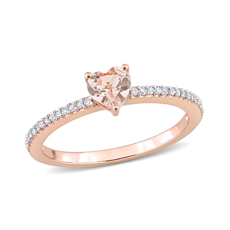 5.0mm Heart-Shaped Morganite and 0.08 CT. T.W. Diamond Ring in 10K Rose Gold|Peoples Jewellers