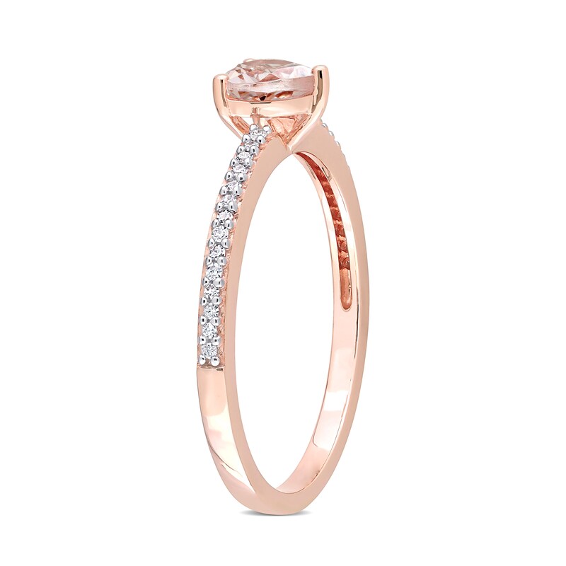 Main Image 3 of 5.0mm Heart-Shaped Morganite and 0.08 CT. T.W. Diamond Ring in 10K Rose Gold