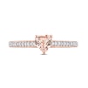 Thumbnail Image 3 of 5.0mm Heart-Shaped Morganite and 0.08 CT. T.W. Diamond Ring in 10K Rose Gold