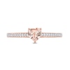 Thumbnail Image 4 of 5.0mm Heart-Shaped Morganite and 0.08 CT. T.W. Diamond Ring in 10K Rose Gold