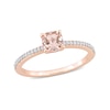 Thumbnail Image 0 of 5.0mm Cushion-Cut Morganite and 0.08 CT. T.W. Diamond Ring in 10K Rose Gold