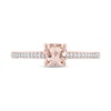 5.0mm Cushion-Cut Morganite and 0.08 CT. T.W. Diamond Ring in 10K Rose Gold