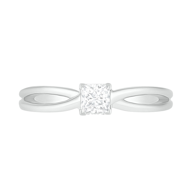 0.39 CT. T.W. Princess-Cut Diamond Solitaire Split Shank Engagement Ring in 10K White Gold (J/I3)