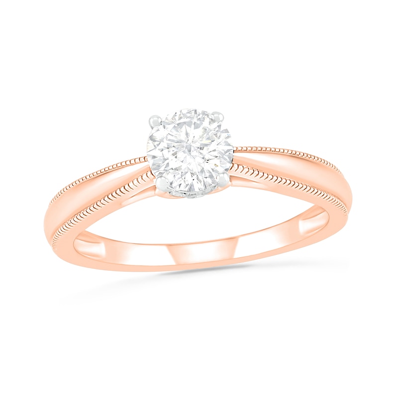 0.62 CT. T.W. Diamond Solitaire Vintage-Style Engagement Ring in 14K Rose Gold (I/I2)