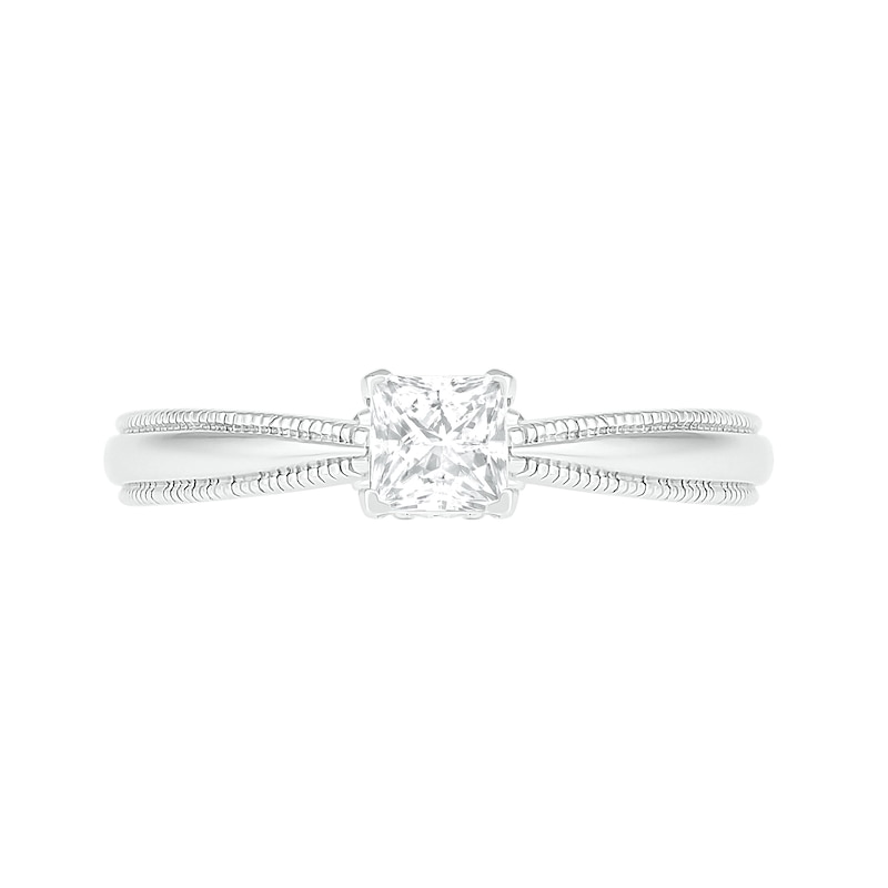 0.62 CT. T.W. Princess-Cut Diamond Solitaire Vintage-Style Engagement Ring in 14K White Gold (I/I2)