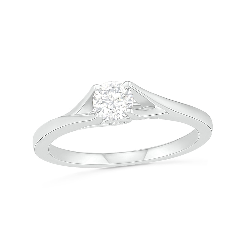 0.37 CT. T.W. Diamond Solitaire Split Shank Engagement Ring in 10K White Gold (J/I3)