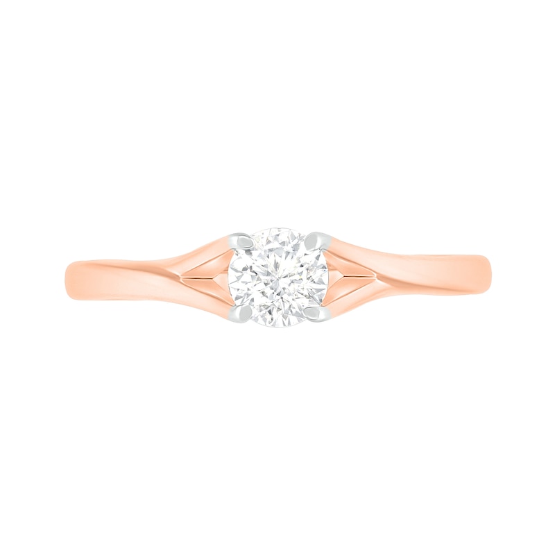 0.37 CT. T.W. Diamond Solitaire Split Shank Engagement Ring in 10K Rose Gold (J/I3)