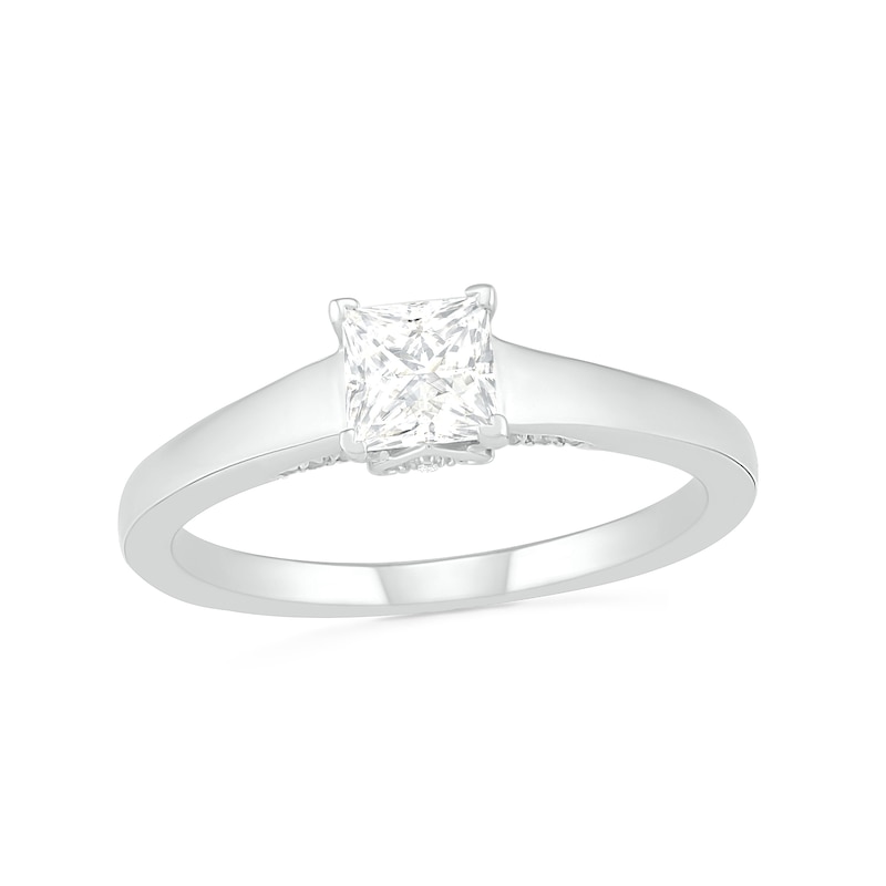 0.65 CT. T.W. Princess-Cut Diamond Solitaire Engagement Ring in 14K White Gold (I/I2)