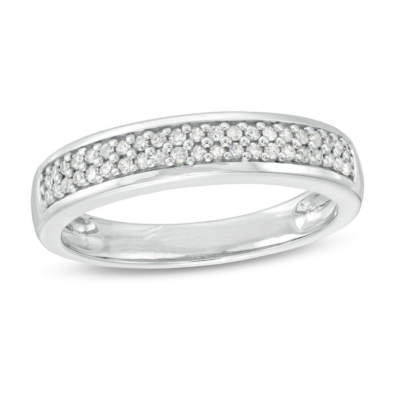 Men's 0.29 CT. T.W. Diamond Double Row Wedding Band in 10K Gold