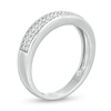 Thumbnail Image 3 of Men's 0.29 CT. T.W. Diamond Double Row Wedding Band in 10K White Gold