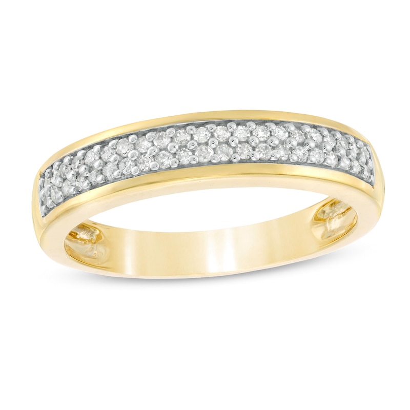 Men's 0.29 CT. T.W. Diamond Double Row Wedding Band in 10K Gold