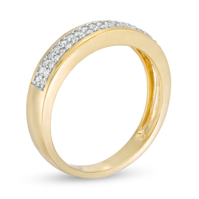Main Image 3 of 0.29 CT. T.W. Diamond Double Row Wedding Band in 10K Gold