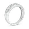 Thumbnail Image 2 of Men's 0.37 CT. T.W. Diamond Triple Row Wedding Band in 10K White Gold