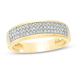 Men's 0.37 CT. T.W. Diamond Triple Row Wedding Band in 10K Gold