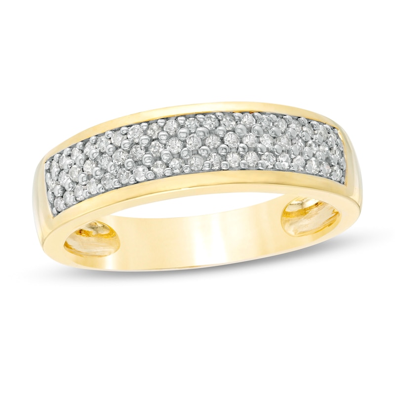 Men's 0.37 CT. T.W. Diamond Triple Row Wedding Band in 10K Gold