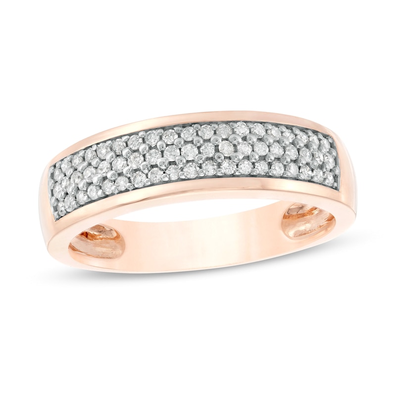 Men's 0.37 CT. T.W. Diamond Triple Row Wedding Band in 10K Rose Gold|Peoples Jewellers