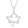 Thumbnail Image 0 of 0.20 CT. T.W. Diamond Maple Leaf Outline Pendant in Sterling Silver