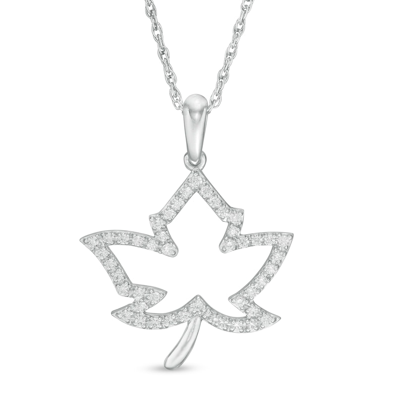 0.20 CT. T.W. Diamond Maple Leaf Outline Pendant in Sterling Silver|Peoples Jewellers