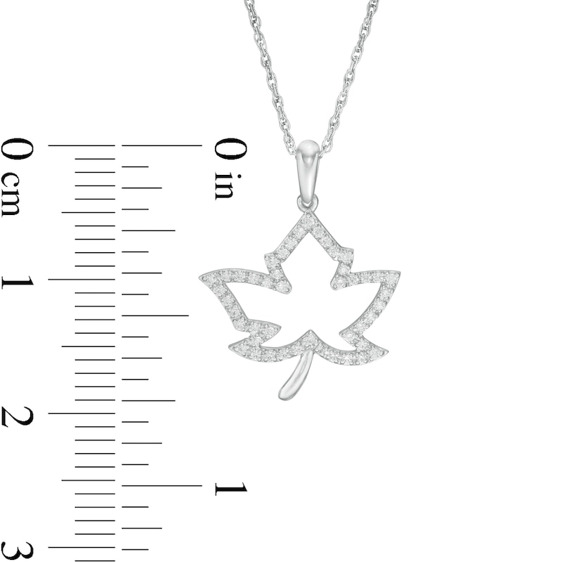 0.20 CT. T.W. Diamond Maple Leaf Outline Pendant in Sterling Silver