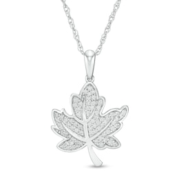 0.25 CT. T.W. Diamond Maple Leaf Pendant in Sterling Silver