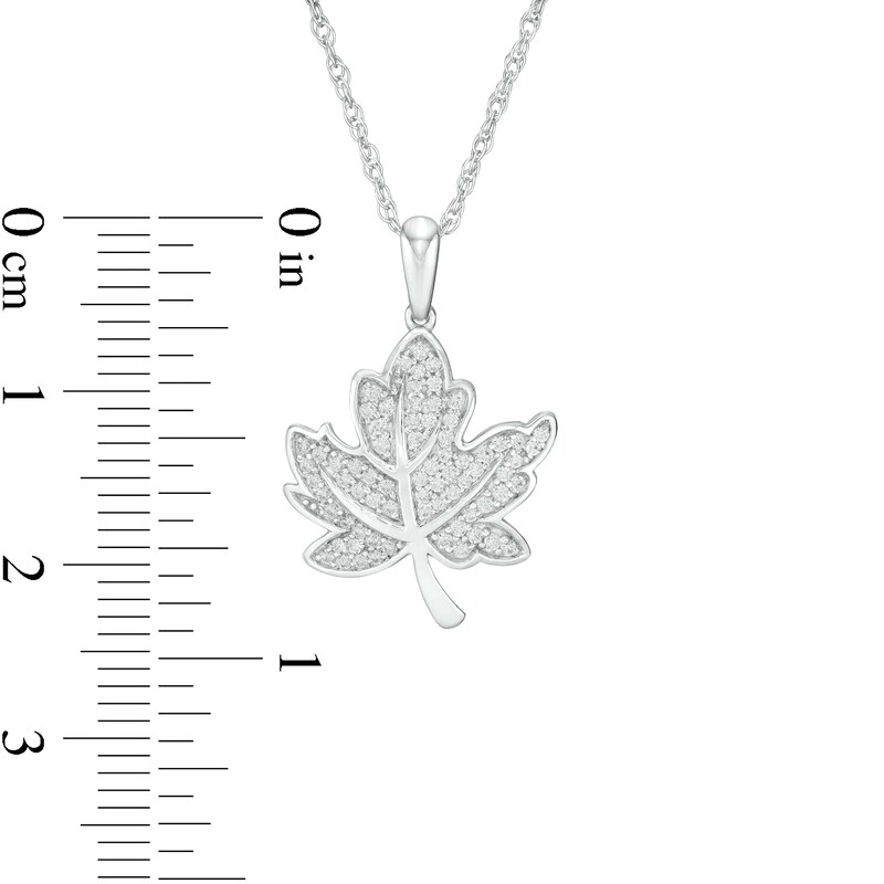 Main Image 3 of 0.25 CT. T.W. Diamond Maple Leaf Pendant in Sterling Silver