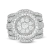Thumbnail Image 1 of 2.23 CT. T.W. Composite Diamond Multi-Row Vintage-Style Three Piece Bridal Set in 10K White Gold