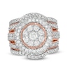 Thumbnail Image 1 of 2.23 CT. T.W. Composite Diamond Multi-Row Vintage-Style Three Piece Bridal Set in 10K Rose Gold