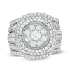 Thumbnail Image 1 of 2.23 CT. T.W. Composite Diamond Cushion Frame Multi-Row Vintage-Style Three Piece Bridal Set in 10K White Gold
