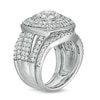 Thumbnail Image 3 of 2.23 CT. T.W. Composite Diamond Cushion Frame Multi-Row Vintage-Style Three Piece Bridal Set in 10K White Gold