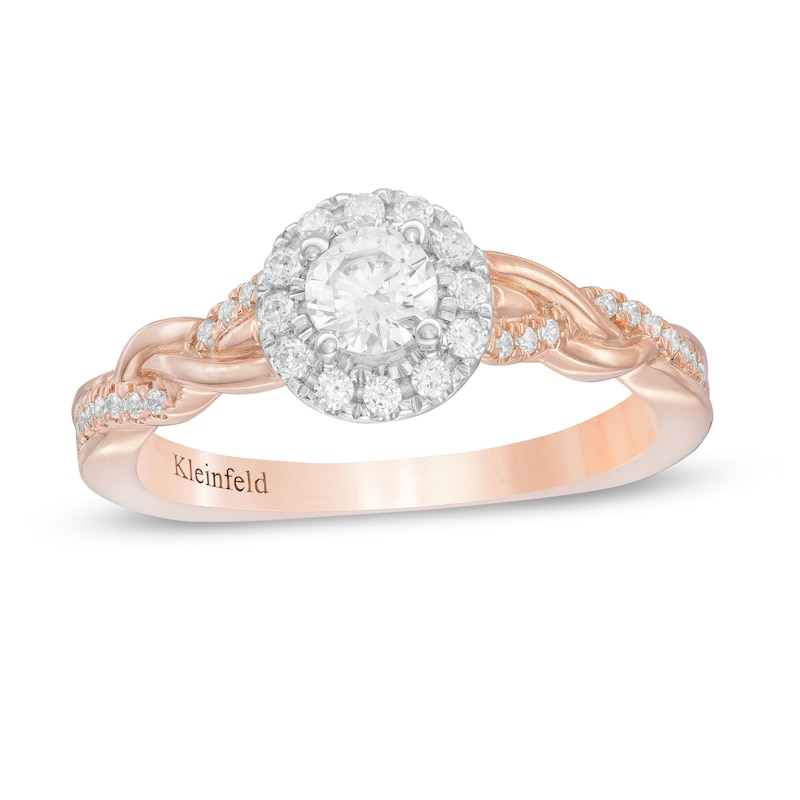 Kleinfeld® 0.45 CT. T.W. Diamond Frame Twist Shank Engagement Ring in 14K Rose Gold