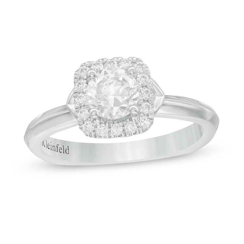 Main Image 1 of Kleinfeld® 0.95 CT. T.W. Diamond Cushion Frame Engagement Ring in 14K White Gold