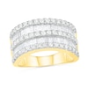 Thumbnail Image 1 of 1.96 CT. T.W. Baguette and Round Diamond Multi-Row Ring in 10K Gold