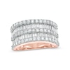Thumbnail Image 0 of 1.96 CT. T.W. Baguette and Round Diamond Multi-Row Ring in 10K Rose Gold