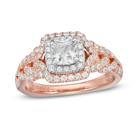 Kleinfeld® 0.95 CT. T.W. Cushion-Cut Diamond Double Frame Engagement Ring in 14K Two-Tone Gold