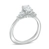 Thumbnail Image 3 of Kleinfeld® 0.95 CT. T.W. Oval Diamond Tri-Sides Engagement Ring in 14K White Gold