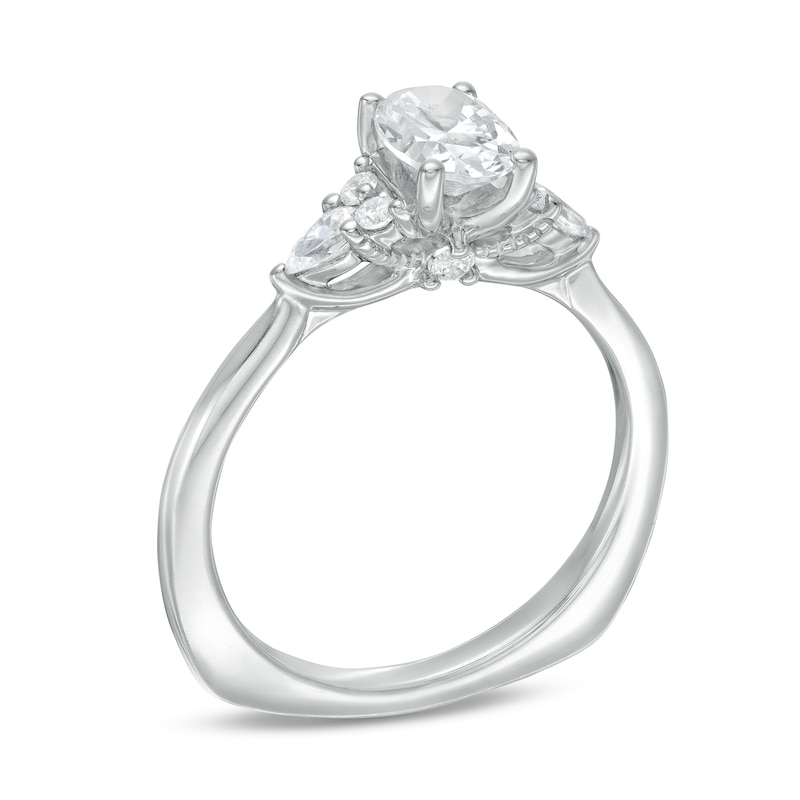 Kleinfeld® 0.95 CT. T.W. Oval Diamond Tri-Sides Engagement Ring in 14K White Gold