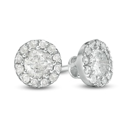 0.37 CT. T.W. Diamond Frame Stud Earrings in 10K White Gold