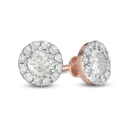 0.37 CT. T.W. Diamond Frame Stud Earrings in 10K Rose Gold